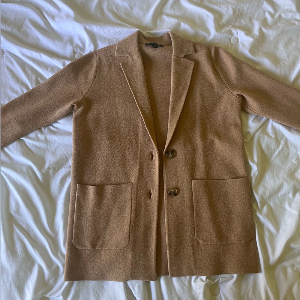 Ann Taylor Tan Blazer Wool Blend Classic